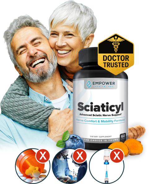 Sciaticyl supplement bottle – natural formula for sciatic nerve pain relief and nerve repair. Sciaticyl Review