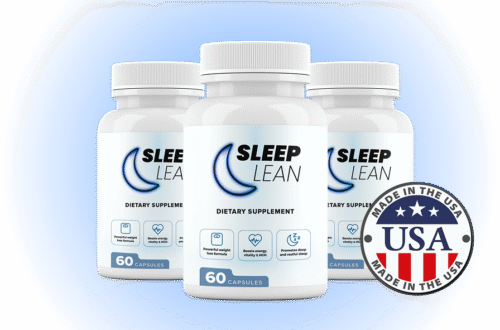 SleepLean supplement bottle – natural formula that supports deep sleep and weight loss.