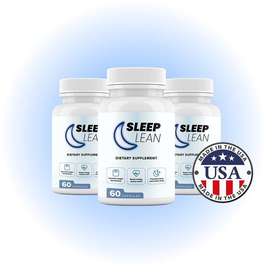 SleepLean supplement bottle – natural formula that supports deep sleep and weight loss.